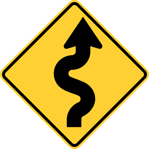 Winding Road Ahead Image Black And White Library - Winding Road Ahead Sign (500x500), Png Download