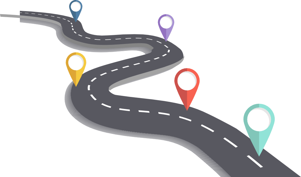 Curved Road With Pin Drops - Illustration (1000x588), Png Download