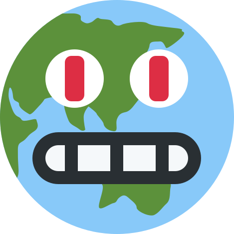 Planet Earth Emoji Grinding Teeth With Glowing Red - Emblem (469x469), Png Download