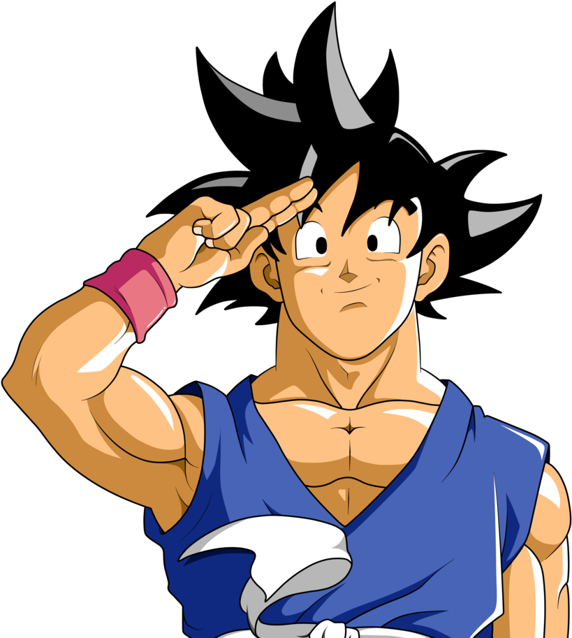 Gyukori - Goku Waving Png (877x912), Png Download