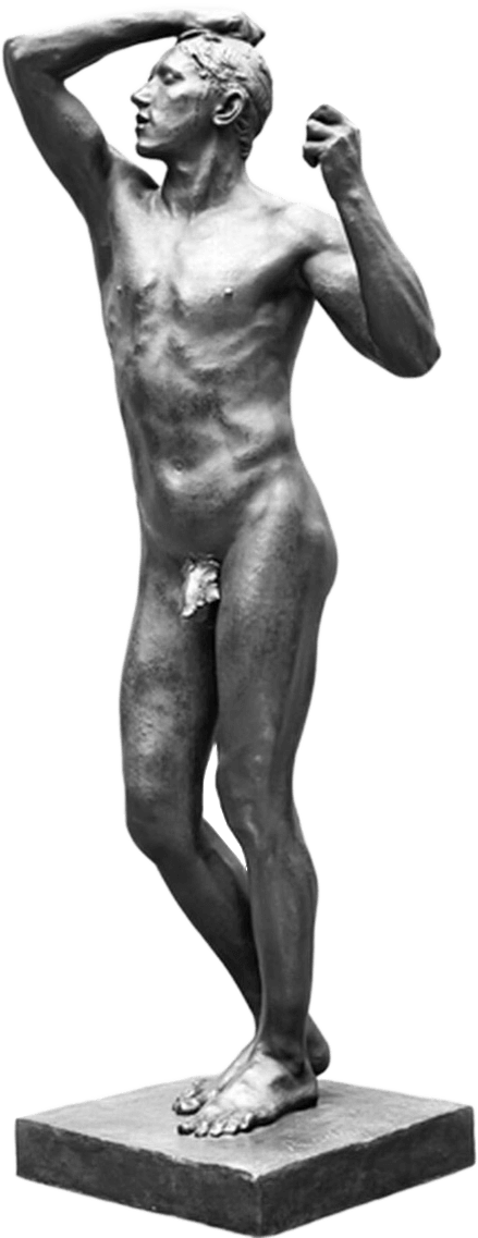 Pen And Black Ink And Watercolour On Paper - Age Of Bronze, After 1877 Wall Art By Auguste Rodin (439x1137), Png Download