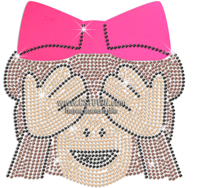 A Shy Monkey And Her Pink Glitter Bowknot Rhinestone - Hotfix (450x450), Png Download