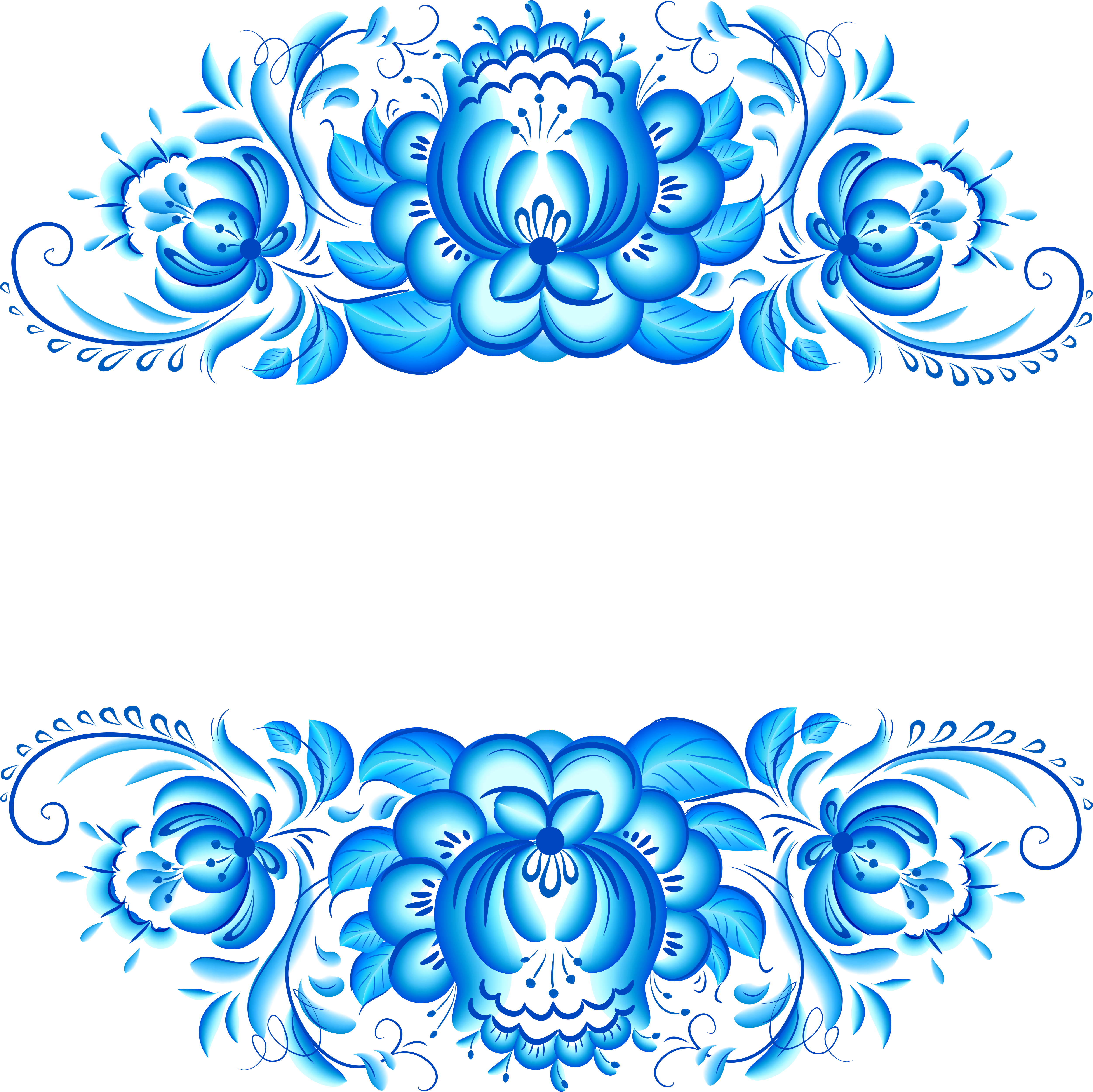 Flower Floral Design - Blue Floral Background Png (5000x4996), Png Download