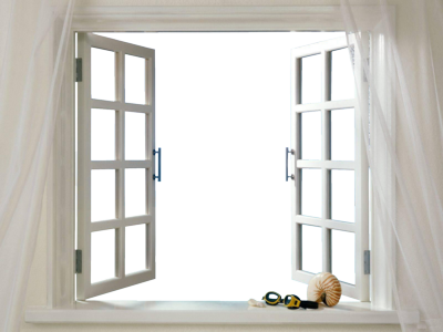 Window Psd - Window White Curtains Png (400x300), Png Download