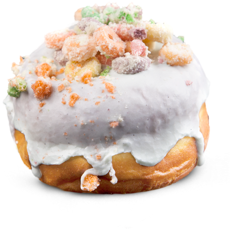 Blue Vanilla Fruit Loop - Suzy Q Donuts (500x500), Png Download