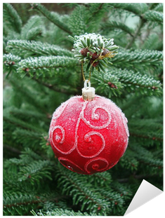 Vinilo Pixerstick Bola De Navidad Roja Colgando De - Christmas Tree Ball (400x400), Png Download