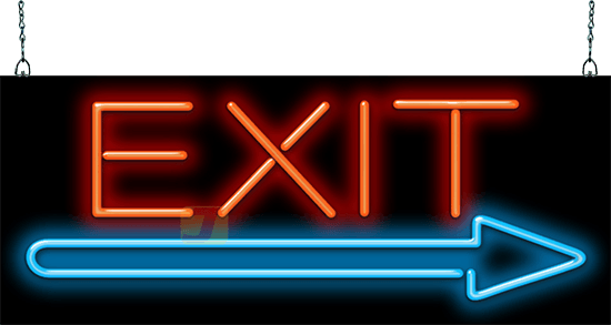 Exit With Arrow Neon Sign - Neon (550x293), Png Download