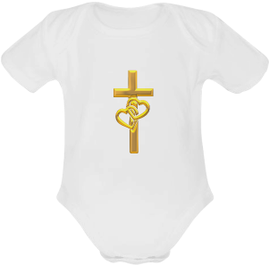 Christian Symbols Golden Cross With 2 Hearts Baby Powder - Sleeve (500x500), Png Download