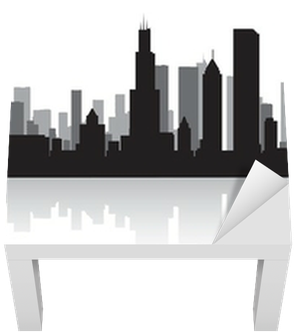 Chicago City Skyline Silhouette Lack Table Veneer • - Chicago Skyline Silhouette Clip Art (400x400), Png Download