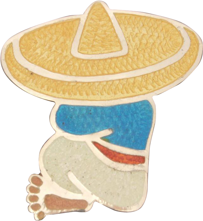 Jf Siesta Mexican Man In Sombrero Sterling Enamel Pin - Lapel Pin (704x704), Png Download