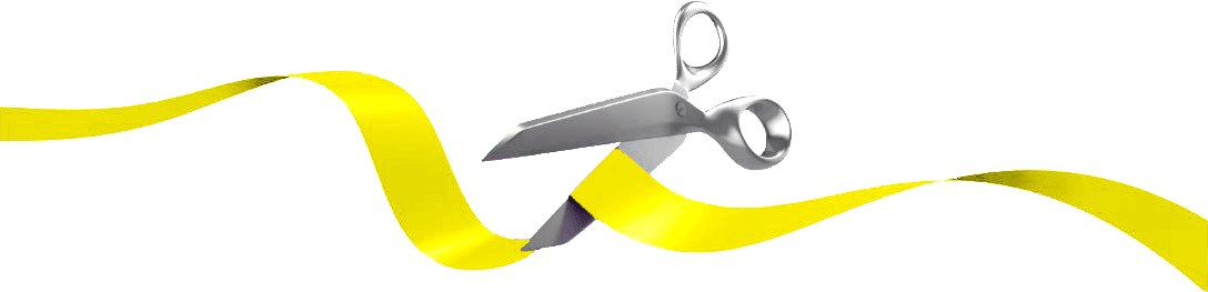 Rc Yellow - Scissors Ribbon Cutting Png (1088x263), Png Download