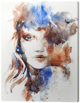 Beautiful Woman Face - Art Print: Ismagilova's Beautiful Woman Face. Watercolor (400x400), Png Download