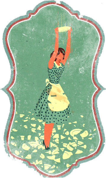 Ukraine - Superstitions - Breaking Dishes - Illustration Emiliano Ponzi Bukowski (369x614), Png Download