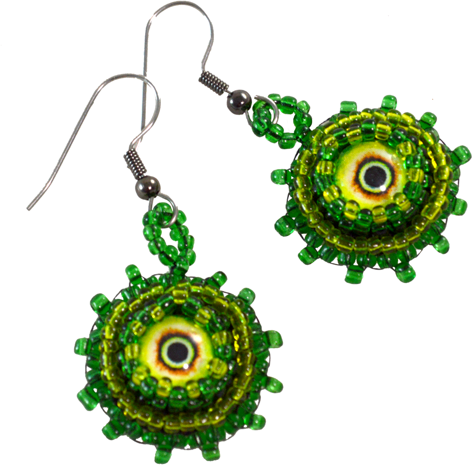 Horror Earrings Green Monster Eyes - Earring (1000x1000), Png Download