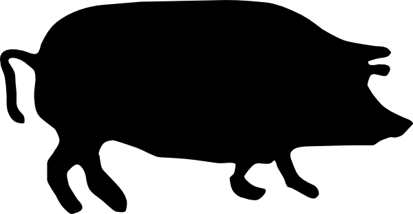 Pig Silhouette Clip Art - High Res Pig Silhouette (600x312), Png Download