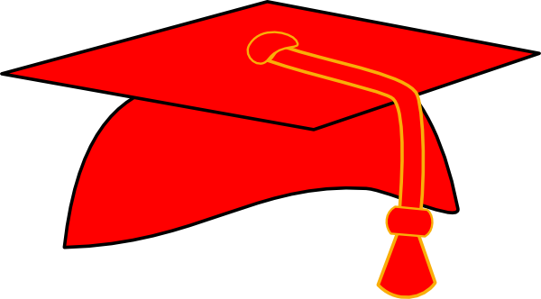 Black Background Clip Art - Red Graduation Cap Cartoon (600x332), Png Download