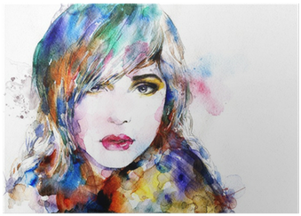 Beautiful Woman Face - Painting Art Design Girl (400x400), Png Download