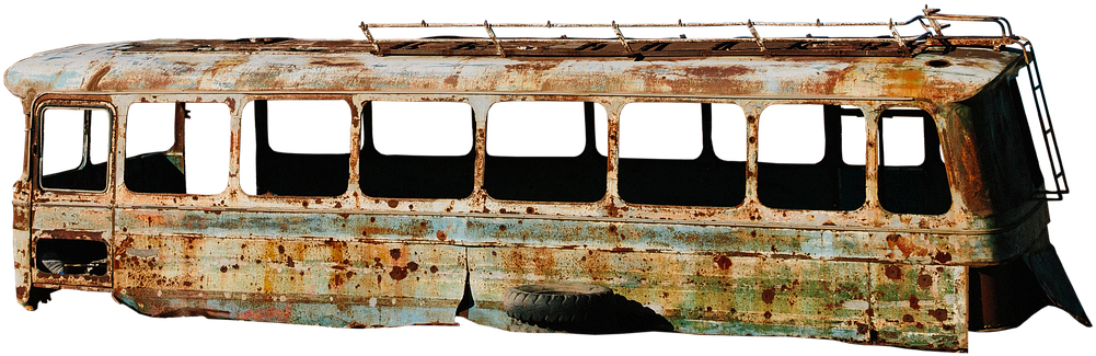 Bus, Old, Scrap, Rusted, Broken, Vehicle - Bus Old Png (1028x340), Png Download