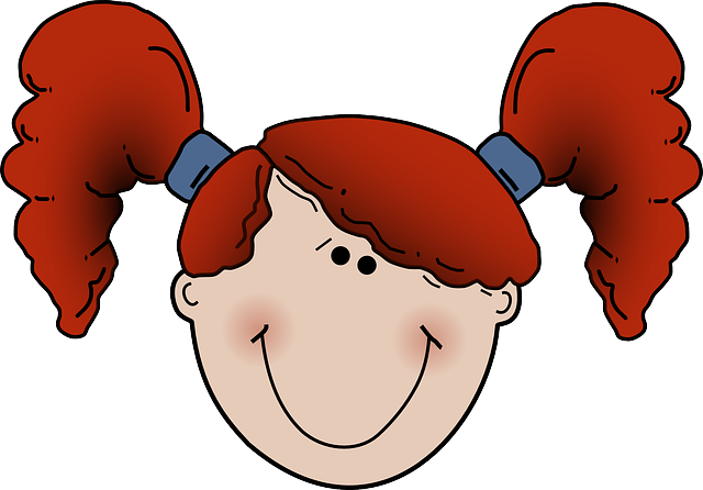 Head, Part, People, Happy, Girl, Face, Cartoon, Hair - Girl Head Cartoon Png (640x446), Png Download