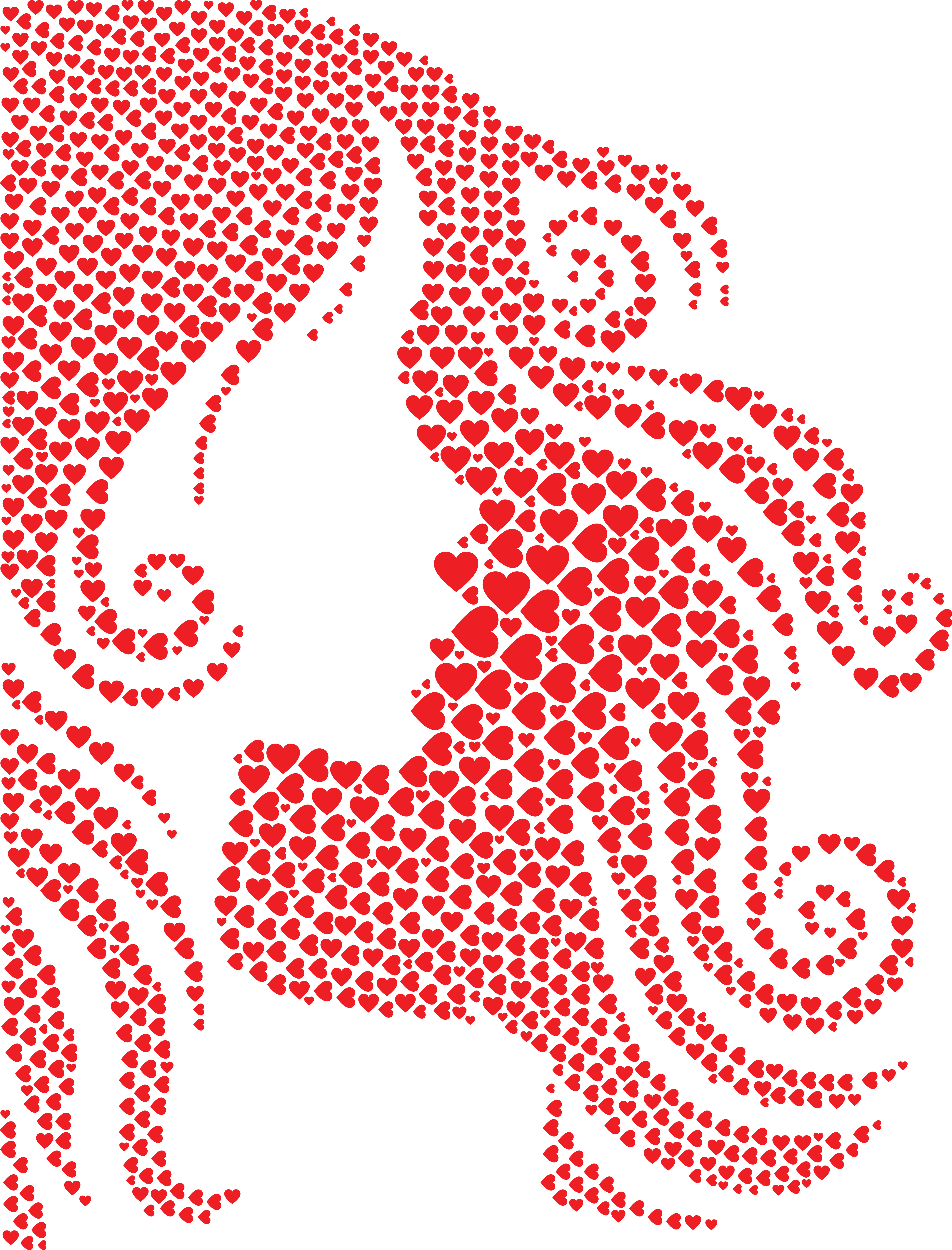Free Clipart Of A Profiled Woman With Red Heart Hair - Transparent Red Hair Model Silhouette (4000x5250), Png Download