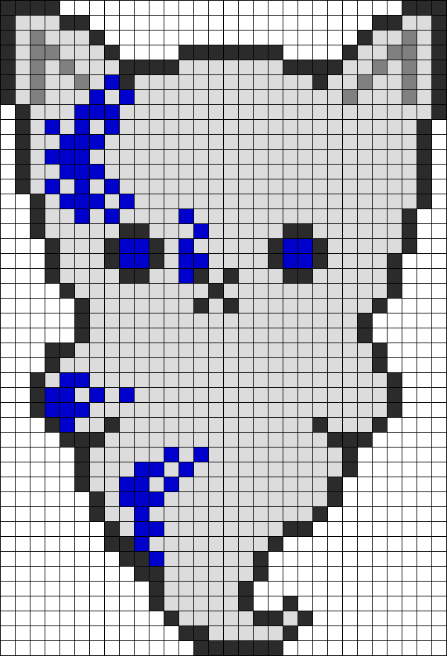Creepy Cute Ghost Kitty Perler Bead Pattern / Bead - Pixel Art Ghost Cat (631x925), Png Download