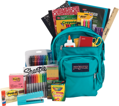 Excludes Graphing & Scientific Calculators, Backpacks, - Backpack Full Of School Supplies (400x400), Png Download
