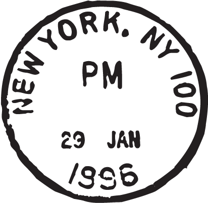 New York Ny Jan 96 Wall Art Decal - New York Post Mark (450x451), Png Download