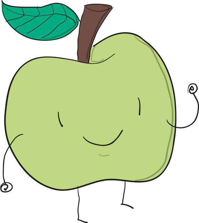 Apple Manzana Verde Green Drawing - Green (1600x1600), Png Download