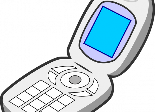 Drawing Of A Flip Phone - Cell Phone Clipart (519x374), Png Download