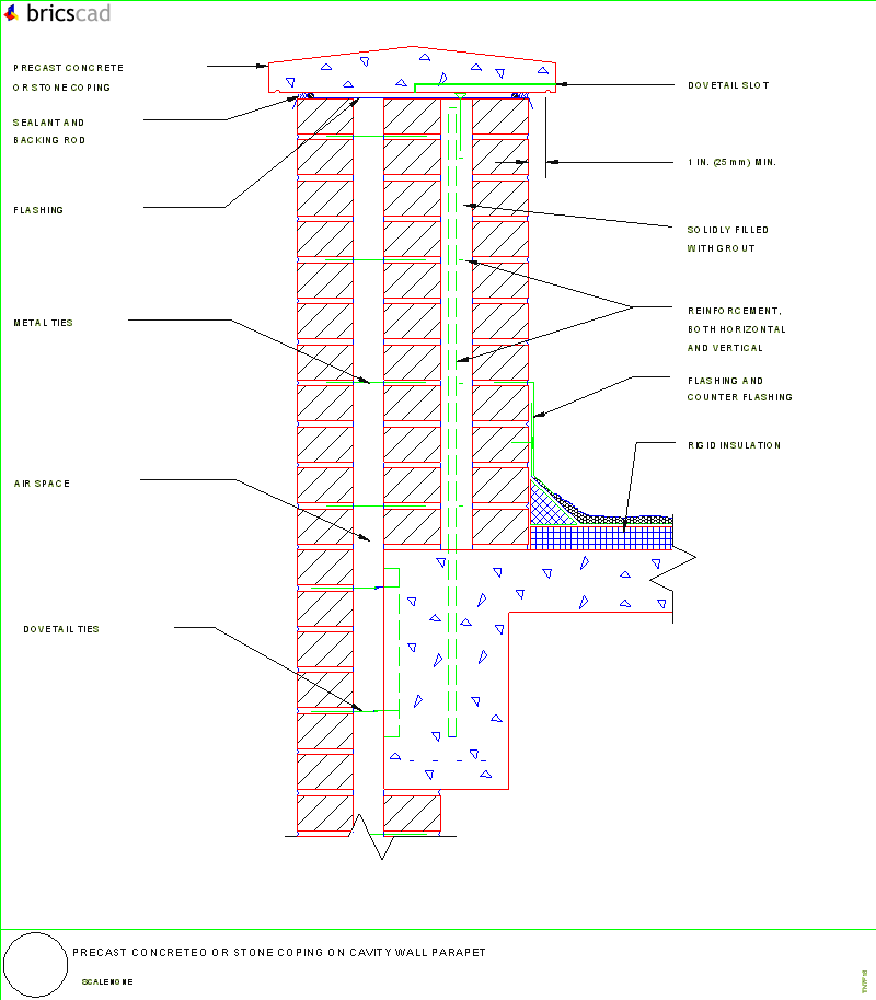 Precast Concrete Or Stone Coping On Cavity Wall Parapet - Stone Coping Detail (800x914), Png Download