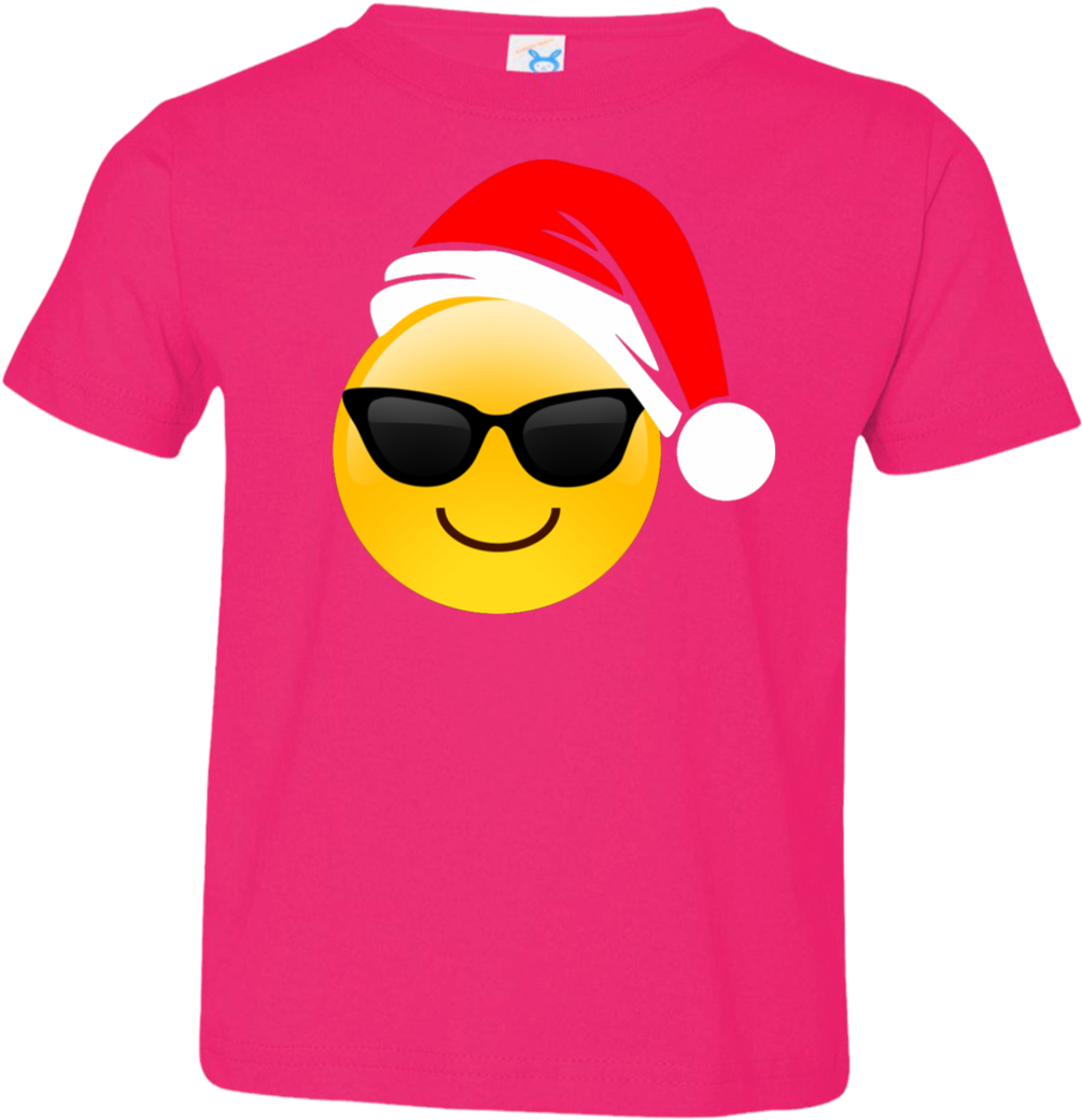 Emoji Christmas Shirt Cool Sunglasses Santa Hat Family - Birthday Girl Emoji Sunglasses Shirt Smile T Shirt (1060x1060), Png Download
