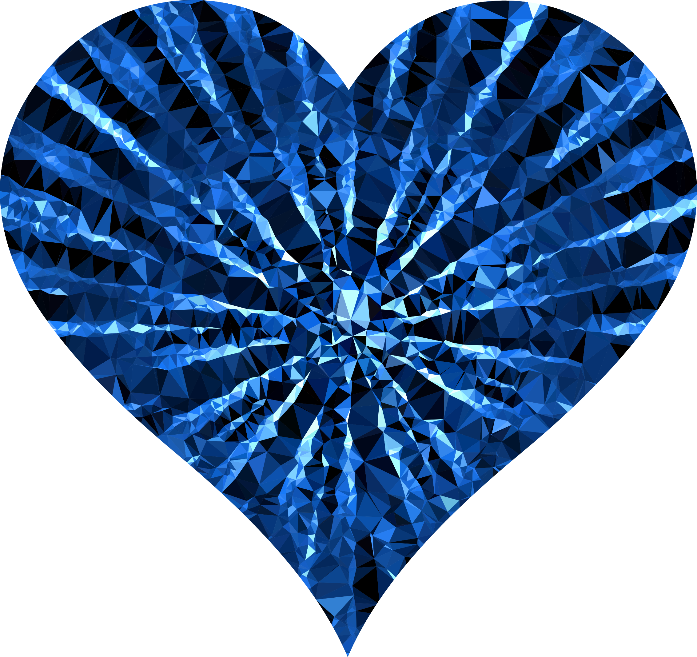 Low Poly Shattered Heart Blue Image Black And White - Blue Diamond Heart Png (2266x2136), Png Download