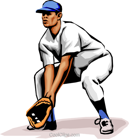 Vector Transparent Library Players Fielding The Ball - Cartoon Baseball Player Png (445x480), Png Download