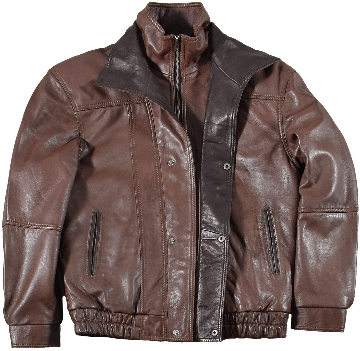 Double Collar Bomber Jacket - Boutique Of Leathers (1250x1250), Png Download