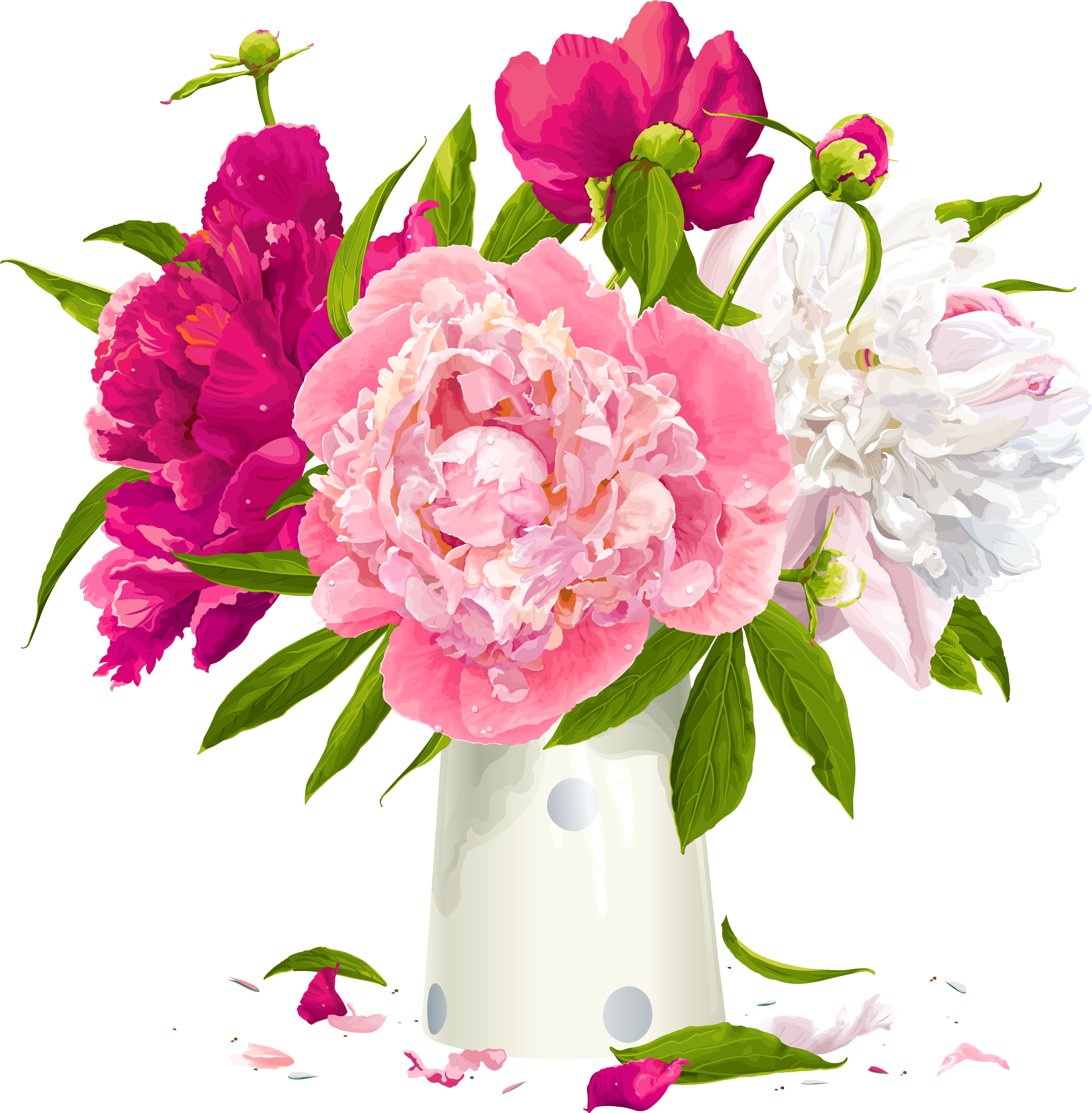 Vase With Peonies Clipart M=1399672800 - Peony Flower Clipart (3838x4087), Png Download