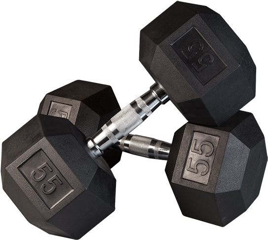 Dumbbells Png - Body Solid 55lb Rubber Coated Hex Dumbbell (600x600), Png Download