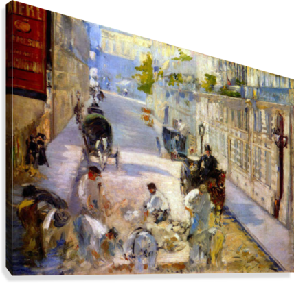 Road Workers, Rue De Berne By Manet Canvas Print - Manet Rue Mosnier With Pavers (428x413), Png Download