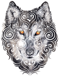 Swirly Wolf - Illustration (674x518), Png Download
