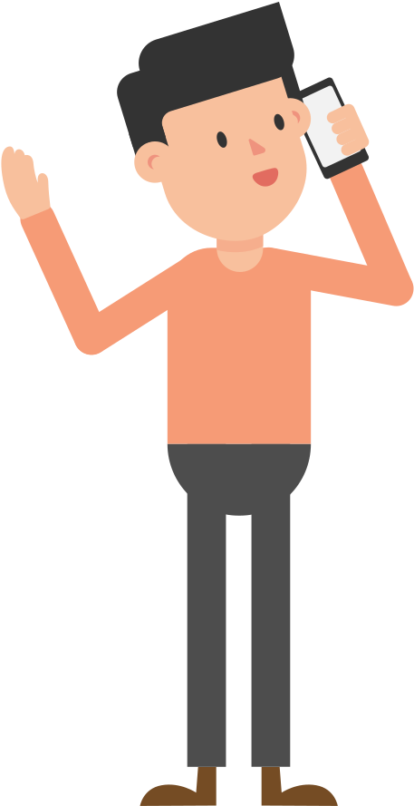 Open - Man With Phone Vector Png (2000x1125), Png Download