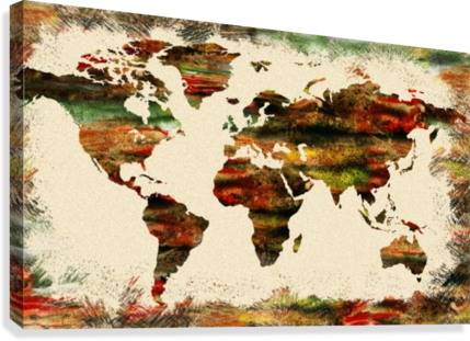 World Map Decorative Painting Canvas Print - Watercolor World Map 3 (429x311), Png Download
