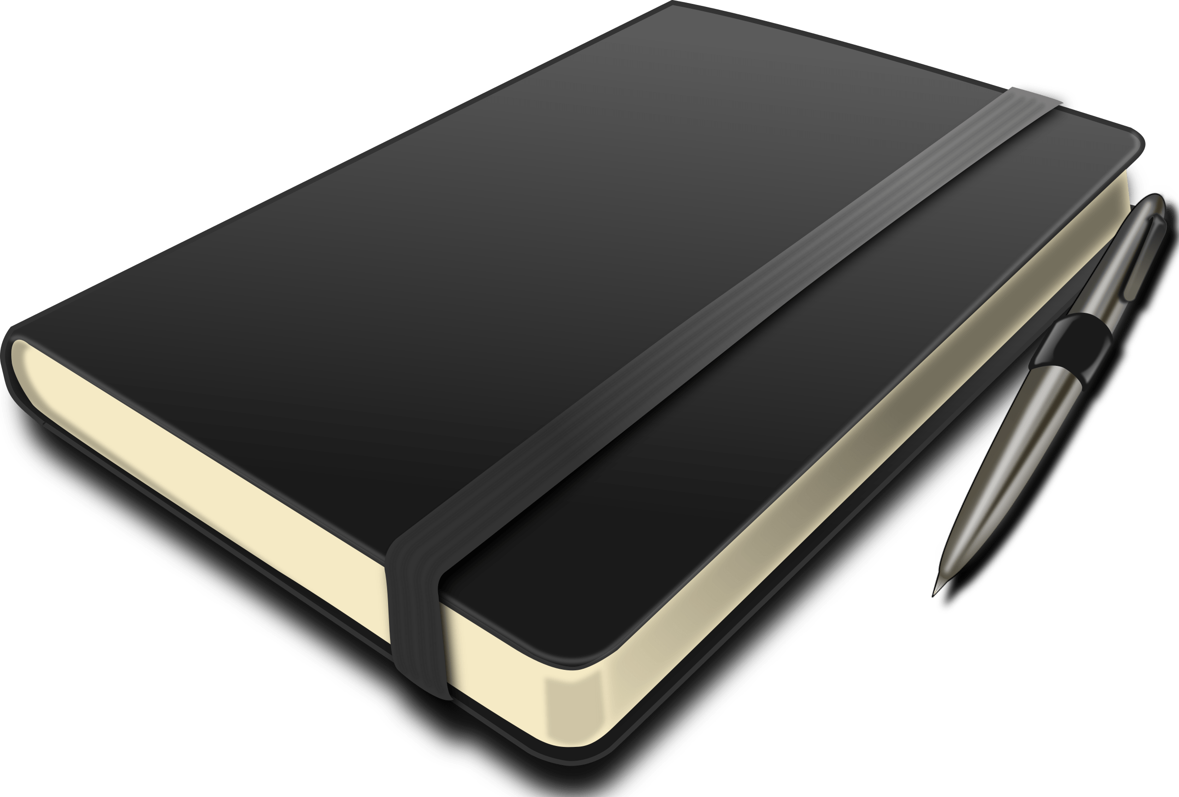 Black Notebook - Notebook And Pen Clipart (2400x1623), Png Download
