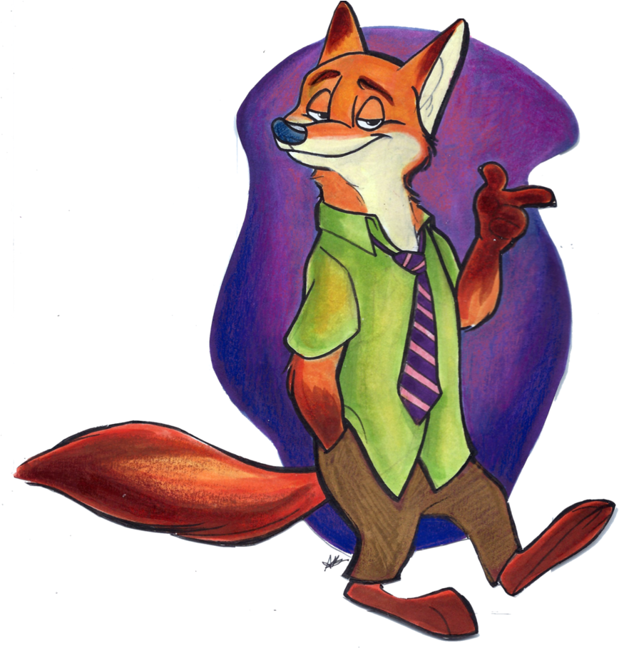 Nick Wilde Thumbs Up By Alexandrabowmanart On - Nick Wilde (879x909), Png Download