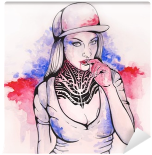 Desenho De Menina Com Boné (400x400), Png Download