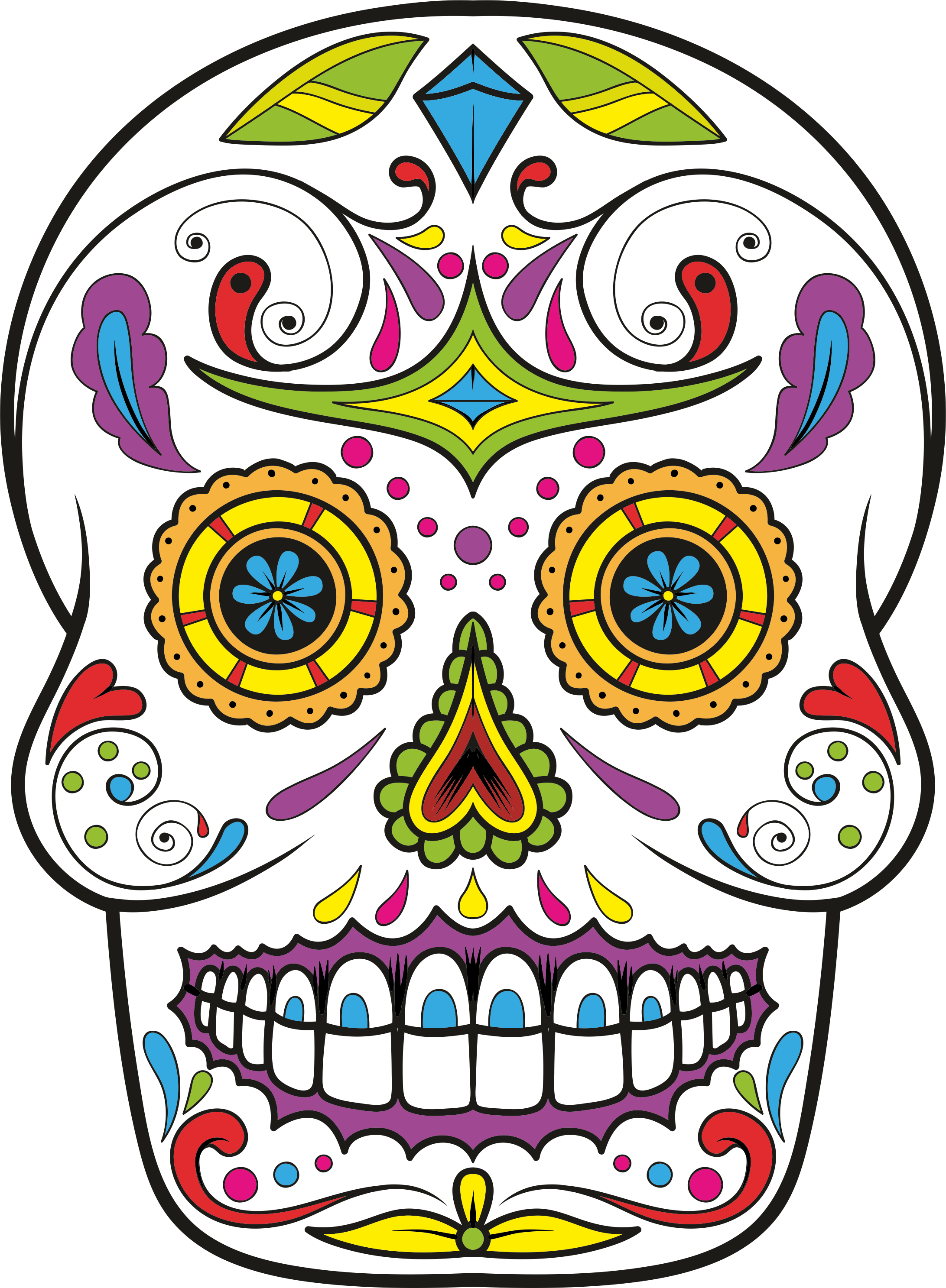 Png Stock Day Of The Dead At Getdrawings Com - Sugar Skull Clipart Png (2183x2974), Png Download