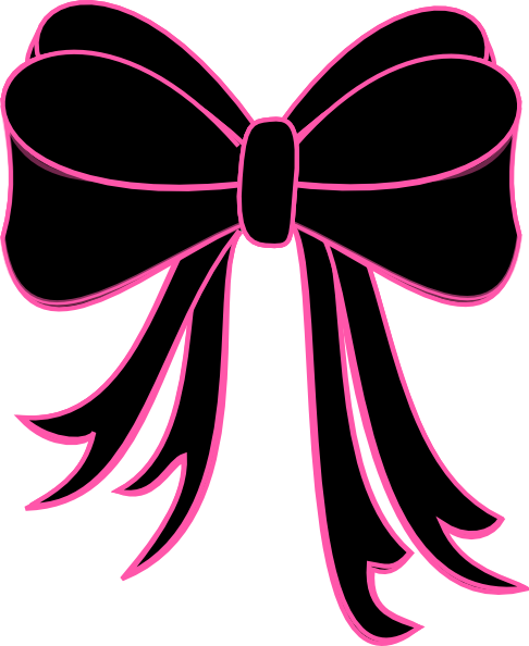 Black Bow Clip Art At Clker - Black And Pink Bow (486x594), Png Download