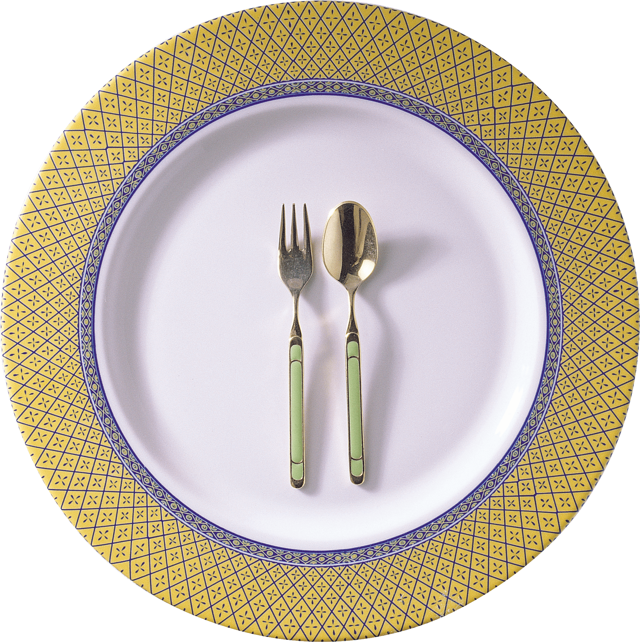 Plate Png Image Background - Spoon And Fork On Plate (2046x2052), Png Download