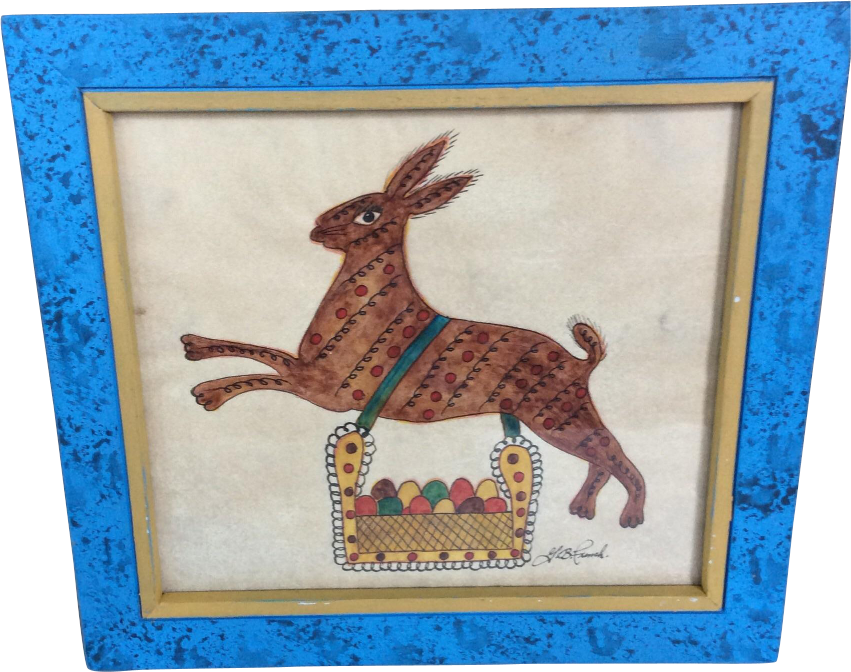 A Very Fine Pen/ Watercolor Fraktur Of A Hare Over - Picture Frame (1699x1699), Png Download