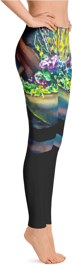 Flower Urn Watercolor Leggings - Legging Motifs Maori (1000x1000), Png Download