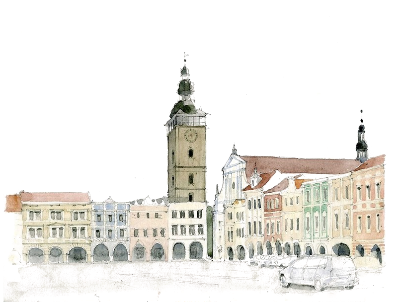 Banner Transparent Stock Drawing Building Watercolor - Architecture (800x688), Png Download