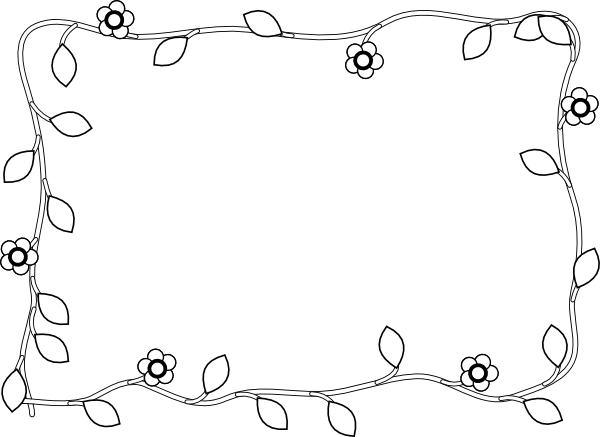 Flower Border Black & White Clip Art At Clker - Frame Clipart Black And White Png (600x437), Png Download